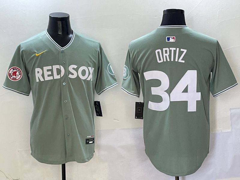 Men Boston Red Sox #34 Ortiz Green Joint Name Game Nike 2025 MLB Jersey style 6
